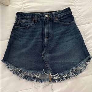 NWOT Free People Maverick Dark Blue Frayed Mini Skirt